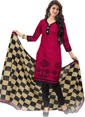 

Pshopee Cotton Printed Salwar Suit Dupatta Material(Un-stitched), Red