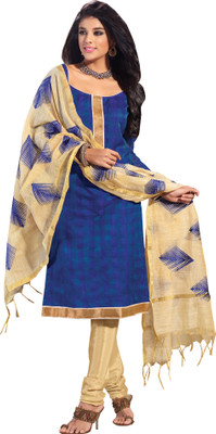 

Jiya Silk Self Design Salwar Suit Dupatta Material(Un-stitched), Beige;blue