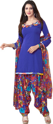 

Jiya Crepe Self Design, Printed Salwar Suit Dupatta Material(Un-stitched), Blue