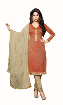 

Khushali Silk Self Design Salwar Suit Dupatta Material(Un-stitched), Beige;orange