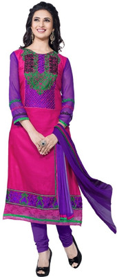 

Khushali Satin Graphic Print Salwar Suit Dupatta Material(Un-stitched, Red