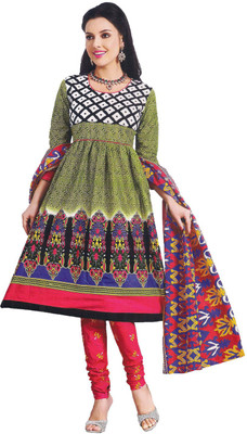 

Party Wear Dresses Georgette Embroidered Semi-stitched Salwar Suit Dupatta Material, Green