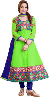 

Khushali Georgette Self Design, Embroidered Dress/Top Material(Un-stitched), Blue;light green