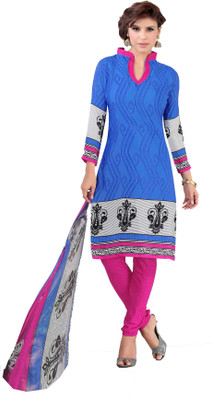 

Jiya Crepe Printed Dress/Top Material(Un-stitched), Blue