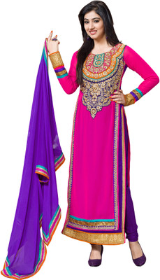 

Jiya Georgette Embroidered, Self Design Dress/Top Material(Un-stitched), Pink;purple