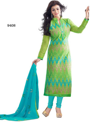

Shree Vardhman Silk Embroidered Salwar Suit Dupatta Material(Un-stitched), Green