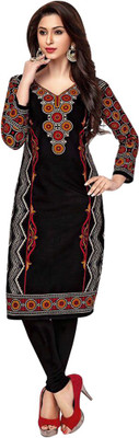 

Party Wear Dresses Cotton Printed Kurti Fabric(Un-stitched), Black
