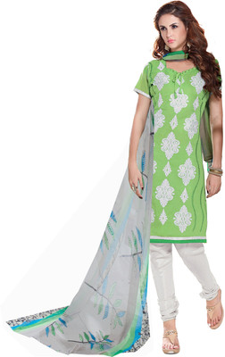 

Khushali Chanderi Self Design, Embroidered Salwar Suit Dupatta Material(Un-stitched), Green;multicolor;white