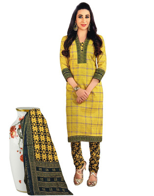 

Chatri Fashions Cotton Printed Salwar Suit Material(Un-stitched), Yellow