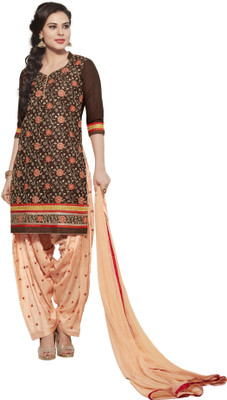 

Jiya Cotton Self Design, Embroidered Salwar Suit Dupatta Material(Un-stitched), Brown;pink