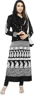 

Khushali Georgette Embroidered Dress/Top Material(Un-stitched), Black