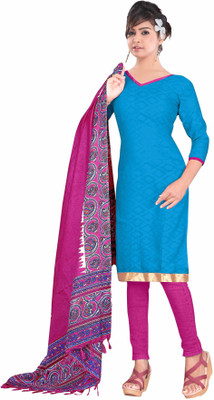 

Jiya Cotton Self Design Salwar Suit Dupatta Material(Un-stitched), Blue;pink