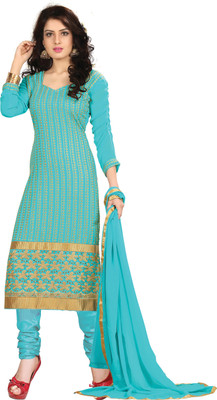 

Khushali Georgette Self Design, Embroidered Salwar Suit Dupatta Material(Un-stitched), Light blue
