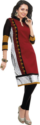 

Kanheyas Cotton Printed Kurti Fabric(Un-stitched), Red
