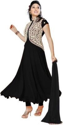 

Shoppingekart Georgette Embroidered Semi-stitched Salwar Suit Dupatta Material, Black