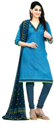 

Chatri Fashions Cotton Printed Salwar Suit Dupatta Material(Un-stitched), Blue
