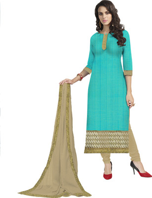 Jiya Chiffon Self Design, Embroidered, Embellished Salwar Suit Dupatta Material(Un-stitched), Beige;light blue