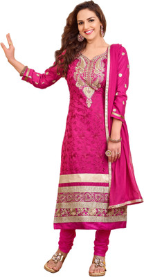 

Trendz Apparels Cotton Embroidered Dress/Top Material(Un-stitched), Pink
