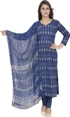 

PinkShink Cotton Printed Salwar Suit Dupatta Material(Un-stitched), Blue