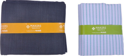 

Raymond Cotton Polyester Blend Striped Shirt & Trouser Fabric(Un-stitched), Blue