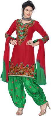 

Trendz Apparels Cotton Embroidered Dress/Top Material(Un-stitched), Red