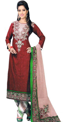 

Javuli Cotton Printed Dress/Top Material(Un-stitched), Maroon