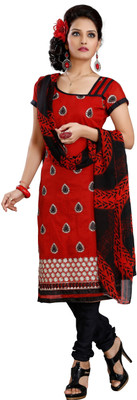 

Trendz Apparels Chanderi Embroidered Dress/Top Material(Un-stitched), Red