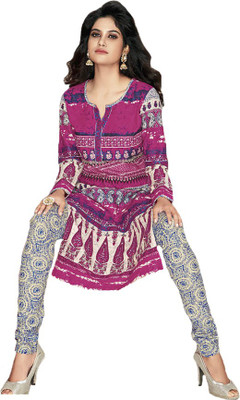 

Party Wear Dresses Cotton Printed Semi-stitched Salwar Suit Dupatta Material, Pink
