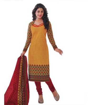 

Giftsnfriends Cotton Printed Salwar Suit Material(Un-stitched), Yellow