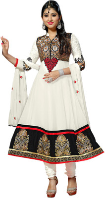 

Jiya Georgette Self Design Salwar Suit Dupatta Material(Un-stitched), Black;white
