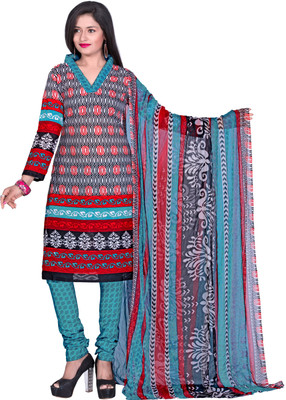 

Jiya Cotton Printed Dress/Top Material(Un-stitched), Blue;multicolor