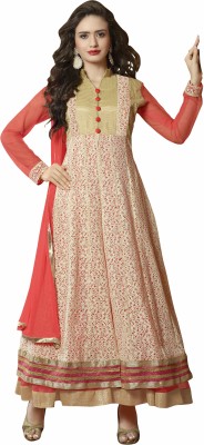 

Jiya Net Self Design, Embroidered Salwar Suit Dupatta Material(Un-stitched), Beige;pink