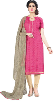 

Khushali Chanderi Self Design, Embroidered, Embellished Salwar Suit Dupatta Material(Un-stitched), Beige;black;pink