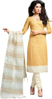 

Jiya Chanderi Self Design, Embroidered Salwar Suit Dupatta Material(Un-stitched), White;yellow