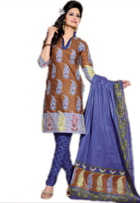 Party Wear Dresses Cotton Printed Semi-stitched Salwar Suit Dupatta Material, Multicolor