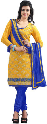 

Khushali Chanderi Embroidered Salwar Suit Dupatta Material(Un-stitched), Yellow