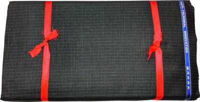 

Vimal Cotton Polyester Blend Checkered Jacket Fabric(Un-stitched), Black;blue