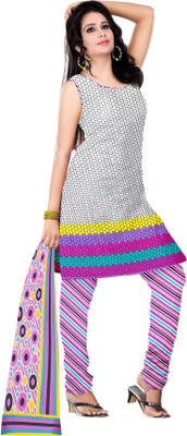 

Jiya Crepe Self Design, Printed Salwar Suit Dupatta Material(Un-stitched), Multi;white