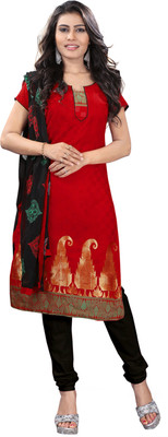 

Khushali Jacquard Self Design, Embroidered Salwar Suit Dupatta Material(Un-stitched), Red