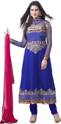 

Jiya Georgette Self Design, Embroidered Salwar Suit Dupatta Material(Un-stitched), Blue;pink