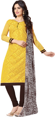 

Jiya Chanderi Self Design, Embroidered Salwar Suit Dupatta Material(Un-stitched), Brown;yellow