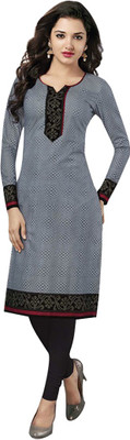 

Party Wear Dresses Cotton Printed Kurti Fabric(Un-stitched), Grey