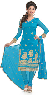 

Jiya Cotton Self Design, Embroidered Salwar Suit Dupatta Material(Un-stitched), Blue