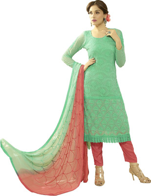 

Jiya Chiffon Self Design, Embroidered Salwar Suit Dupatta Material(Un-stitched), Light green;pink