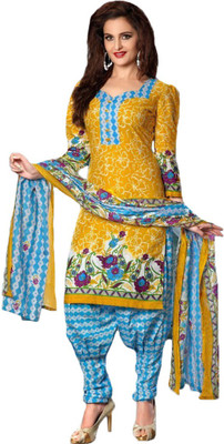 

Indian Wear Online Cotton Printed Salwar Suit Dupatta Material(Un-stitched), Yellow