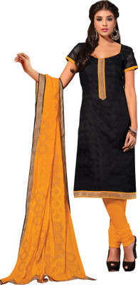

Jiya Silk Self Design Salwar Suit Dupatta Material(Un-stitched), Black;orange