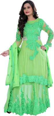 

Vandv Shop Georgette Embroidered Semi-stitched Salwar Suit Dupatta Material, Light green