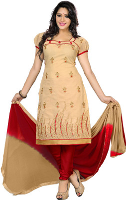 

Khushali Chanderi Self Design, Embellished, Embroidered Salwar Suit Dupatta Material(Un-stitched), Beige
