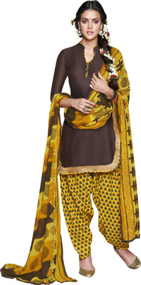 

Jiya Cotton Self Design Dress/Top Material(Un-stitched), Brown;yellow
