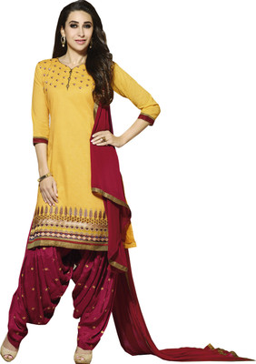 

Jiya Cotton Self Design, Embroidered Salwar Suit Dupatta Material(Un-stitched), Pink;yellow